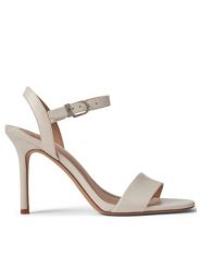 LAUREN RALPH LAUREN Sandały Gwen 802940727005 Biały. Białe sandały Lauren Ralph Lauren, bez wzorów, ze skóry, bez obcasa, na szpilce, bez zapięcia. Za 599.99 zł.