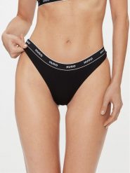 Hugo Stringi 50510622 Czarny. Czarne stringi Hugo, bez wzorów, z bawełny. Za 39.99 zł.