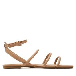 Sandały ONLY Shoes. Brązowe sandały ONLY SHOES, bez wzorów, bez obcasa, na płaskiej podeszwie, bez zapięcia. Za 119.99 zł.