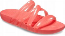 Klapki Dla Dorosłych Crocs Crocs Splash Glossy Strappy. Czerwone klapki Crocs, bez wzorów, z materiału, bez obcasa, bez zapięcia. Za 119.99 zł.