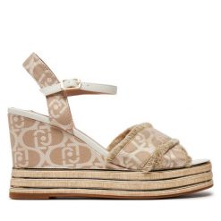 Sandały Liu Jo. Brązowe sandały Liu Jo, bez wzorów, bez obcasa, na koturnie, bez zapięcia. Za 539.99 zł.