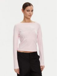 HUGO Bluzka 50537227 Różowy Slim Fit. Czerwone bluzki Hugo, xs, bez wzorów, z bawełny, bez kołnierzyka, bez ramiączek. Za 179.99 zł.