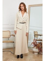 Joséfine Sukienka "Jaune" w kolorze kremowym rozmiar: M. Brązowe sukienki Joséfine, na co dzień, m, bez wzorów, ze skóry, bez kołnierzyka, bez ramiączek, maxi, proste. Za 196.70 zł.