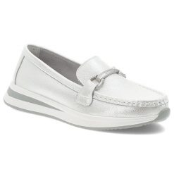 Srebrne Mokasyny S.Barski Eleganckie Wsuwane Obuwie Damskie. Szare mokasyny S.BARSKI, bez wzorów, z materiału. Za 179.00 zł.
