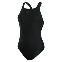 Damski jednoczęściowy kostium kąpielowy Speedo Eco+ Medalist. Czarne stroje jednoczęściowe Speedo, bez wzorów, sportowe. Za 179.99 zł.