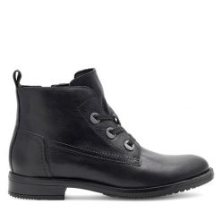 Trzewiki Lasocki. Czarne botki Lasocki, bez wzorów, bez obcasa, na płaskiej podeszwie, bez zapięcia. Za 169.99 zł.