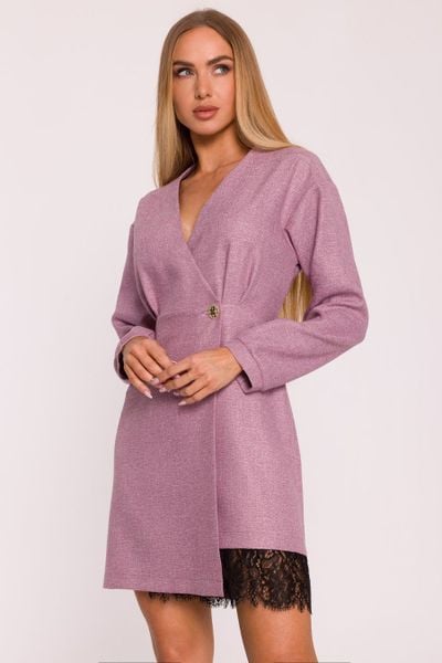 Elegancka sukienka tweedowa trapezowa kopertowa różowa. Czerwone sukienki MOE, do pracy, m, bez wzorów, z dzianiny, biznesowe, bez kołnierzyka, bez ramiączek, mini, dopasowane. Za 379.00 zł.