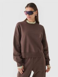 4F Bluza dresowa oversize nierozpinana bez kaptura damska - brązowa XL. Brązowe bluzy 4f, xl, bez wzorów, z bawełny, bez kaptura. W wyprzedaży za 69.99 zł.