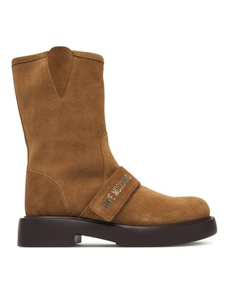 LOVE MOSCHINO Botki JA24064G1PIG0210 Brązowy. Brązowe botki Love Moschino, bez wzorów, ze skóry, bez obcasa, na płaskiej podeszwie, bez zapięcia. Za 1,299.00 zł.