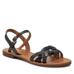 Sandały Geox. Czarne sandały Geox, bez wzorów, bez obcasa, na płaskiej podeszwie, bez zapięcia. Za 399.99 zł.