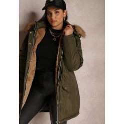Ciemnozielona Kurtka Parka z Kapturem Bras. Zielone kurtki Renee, na jesień, plus size, bez wzorów, z futra, klasyczne, z kapturem. W wyprzedaży za 244.99 zł.