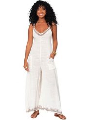 Aller Simplement Kombinezon w kolorze białym rozmiar: 38/40. Białe kombinezony Aller Simplement, bez wzorów, z bawełny, bez kołnierzyka, bez ramiączek. Za 69.99 zł.