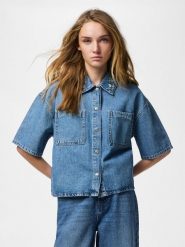 Pieces Koszula dżinsowa w kolorze niebieskim rozmiar: XS. Niebieskie koszule Pieces, xs, bez wzorów, z bawełny, bez kołnierzyka, bez ramiączek. Za 129.95 zł.