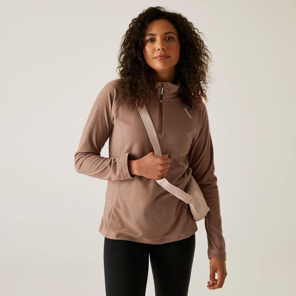 Damski lekki polar turystyczny Montes z zamkiem błyskawicznym do połowy. Brązowe bluzy z polaru Regatta, bez wzorów, z polaru, trekkingowe. Za 79.99 zł.