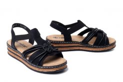 RIEKER 62969-00 black, sandały damskie. Czarne sandały Rieker, bez wzorów, bez obcasa, bez zapięcia. Za 319.90 zł.