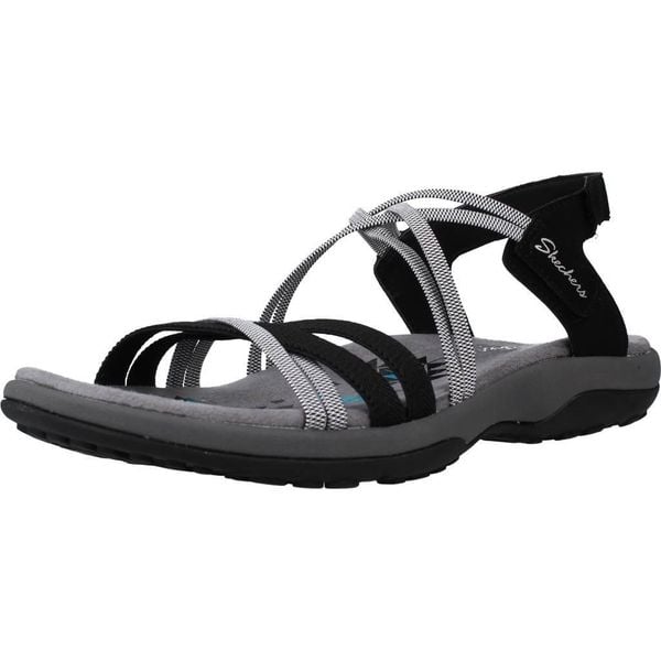 Sandały SKECHERS REGGAE SLIM-TAKES TWO Czarny. Czarne sandały Skechers, bez wzorów, z materiału, bez obcasa, bez zapięcia. Za 229.99 zł.