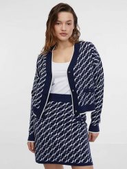 Orsay Kardigan w kolorze granatowo-białym rozmiar: L. Niebieskie swetry Orsay, l, bez wzorów, bez ramiączek. Za 83.22 zł.