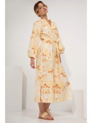 Josephine & Co Sukienka "Gillian" w kolorze żółtym rozmiar: 40. Żółte sukienki Josephine & Co, na co dzień, bez wzorów, z bawełny, bez kołnierzyka, bez ramiączek, maxi, proste. Za 339.37 zł.