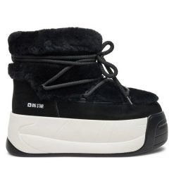 Śniegowce Big Star Shoes. Czarne śniegowce BIG STAR SHOES, bez wzorów, bez zapięcia. Za 519.99 zł.