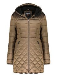 Geographical Norway Płaszcz pikowany "Alison" w kolorze szarobrązowym rozmiar: XXL. Brązowe płaszcze Geographical Norway, xxl, z aplikacjami, bez kaptura. Za 163.26 zł.