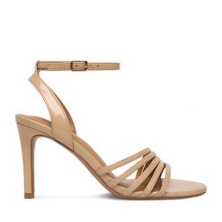 Sandały JENNY. Brązowe sandały Jenny, bez wzorów, bez obcasa, na szpilce, bez zapięcia. Za 129.99 zł.