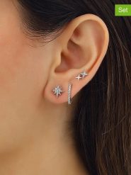 Miu Silver Srebrne kolczyki (3 szt.) z cyrkoniami rozmiar: onesize. Szare kolczyki Miu Silver, z cyrkonią, srebrne. Za 135.49 zł.