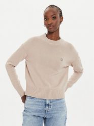 Calvin Klein Jeans Sweter Embro Badge J20J222987 Beżowy Regular Fit. Brązowe swetry Calvin Klein Jeans, xl, bez wzorów, z bawełny, bez ramiączek. Za 229.99 zł.