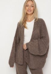 Jasnobrązowy Nietoperzowy Kardigan Bez Zapięć z Domieszką Wełny i Wiskozy Rallisa. Brązowe swetry Born2be, uniwersalny, bez wzorów, z jeansu, casualowe, bez ramiączek. Za 159.99 zł.