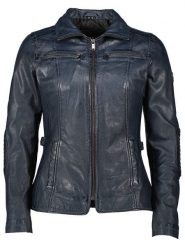 HIS Skórzana kurtka w kolorze granatowym rozmiar: 40. Niebieskie kurtki HIS, bez wzorów, ze skóry, bez kaptura. Za 461.21 zł.