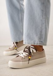 Beżowe Trampki Pod Kostkę na Grubej Podeszwie z Podwójnym Sznurowaniem Callixera. Brązowe trampki Born2be, bez wzorów, z materiału, klasyczne, bez zapięcia. Za 109.99 zł.