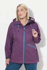 Damskie Kurtka funkcyjna wodoodporna dwukierunkowy zamek błyskawiczny odblask. Fioletowe kurtki Ulla Popken, plus size, bez wzorów, z materiału, z kapturem. Za 739.99 zł.