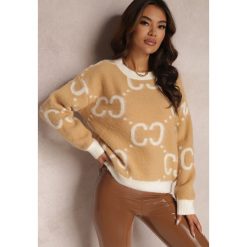 Beżowy Sweter Oversize Pasithoe. Brązowe swetry Renee, na jesień, m, bez wzorów, z dzianiny, casualowe, bez ramiączek. W wyprzedaży za 103.99 zł.