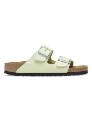 Birkenstock Skórzane klapki "Arizona" w kolorze zielonym rozmiar: 40. Zielone klapki Birkenstock, bez wzorów, z nubiku, klasyczne, z otwartym noskiem, bez obcasa, bez zapięcia. Za 371.59 zł.