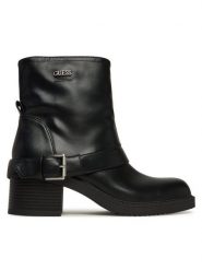 Guess Botki FLFIJI ELE10 Czarny. Czarne botki Guess, z aplikacjami, ze skóry, bez obcasa, na słupku, bez zapięcia. Za 639.99 zł.