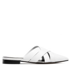 Klapki Eva Longoria. Białe klapki Eva Longoria, bez wzorów, bez obcasa, bez zapięcia. Za 399.99 zł.