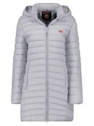 Geographical Norway Płaszcz pikowany "Atika" w kolorze jasnoszarym rozmiar: XXL. Szare płaszcze Geographical Norway, xxl, bez wzorów, bez kaptura. Za 158.84 zł.
