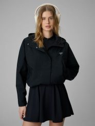 4F Kurtka przejściowa damska - czarna S. Czarne kurtki 4f, s, bez wzorów, z materiału, klasyczne, bez kaptura. Za 349.99 zł.