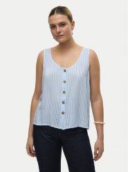 Vero Moda Top Bumpy 10325830 Błękitny Standard Fit. Niebieskie topy Vero Moda, l, bez wzorów, z wiskozy, bez kołnierzyka, bez ramiączek. Za 69.99 zł.