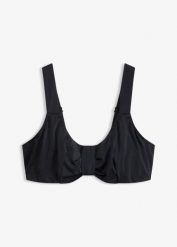 Biustonosz bikini na fiszbinach, z szybkoschnącego materiału i z wyściełanymi ramiączkami. Czarne bikini bonprix, bez wzorów. Za 119.99 zł.