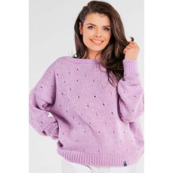 Pudełkowy Sweter z Dziurkami - Fioletowy. Fioletowe swetry Awama, uniwersalny, bez wzorów, z materiału, bez ramiączek. Za 219.90 zł.