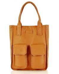 Shopper bag camelowy MARCO MAZZINI s131g. Shopper bag bez wzorów, ze skóry, street, na ramię, bez dodatków. Za 399.00 zł.