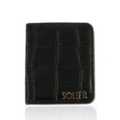 Skórzany elegancki portfel damski Solier SW51 czarny. Czarne portfele bez wzorów, ze skóry. Za 85.00 zł.