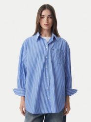 Tommy Jeans Koszula Essential DW0DW22936 Niebieski Oversize. Niebieskie koszule Tommy Jeans, m, bez wzorów, z bawełny, bez kołnierzyka, bez ramiączek. Za 449.99 zł.
