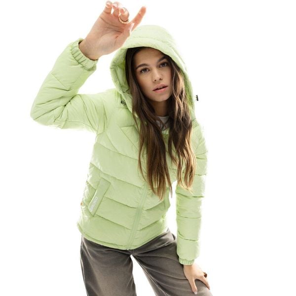Kurtka puchowa lifestyle damska SIROKO Kale-W. Zielone kurtki SIROKO, l, bez wzorów, z materiału, bez kaptura. W wyprzedaży za 148.00 zł.