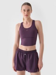 4F Crop top treningowy szybkoschnący damski - fioletowy XXL. Fioletowe topy sportowe 4f, xs, bez wzorów, z dzianiny, na fitness i siłownię. W wyprzedaży za 49.99 zł.
