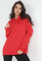 Czerwona Bluza z Kapturem i Długimi Rękawami Agnentha. Czerwone bluzy Born2be, xl, bez wzorów, casualowe, bez ramiączek, z kapturem. W wyprzedaży za 55.24 zł.