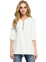 Made of emotion Bluzka w kolorze biało-kremowym rozmiar: XL. Białe bluzki Made Of Emotion, xl, bez wzorów, bez kołnierzyka, bez ramiączek. Za 73.93 zł.