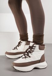 Beżowo-Brązowe Śniegowce na Grubej Podeszwie z Geometrycznym Wzorem Alwedea. Brązowe śniegowce Born2be, bez wzorów, z jeansu, bez zapięcia. Za 114.99 zł.