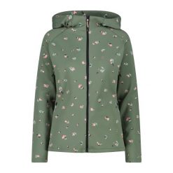 Damska kurtka wodoodporna CMP 4-way. Zielone kurtki przejściowe sportowe CMP, bez wzorów, z softshellu, bez kaptura, trekkingowe. Za 353.95 zł.