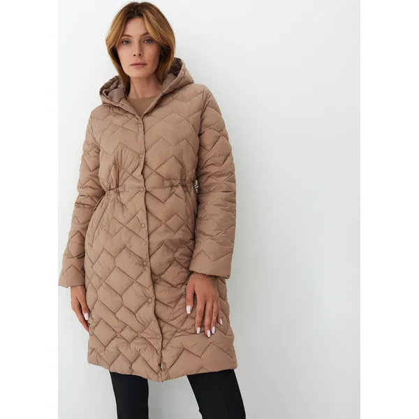 Płaszcz z pikowaniem - Beżowy. Brązowe płaszcze Mohito, bez wzorów, bez kaptura. Za 229.99 zł.